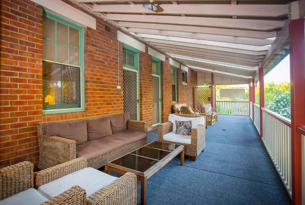 Lower verandah with wicker seating